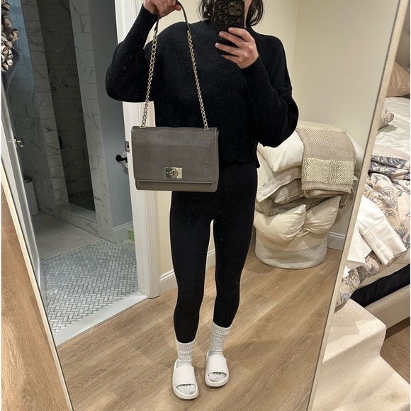 Kate Spade Calf Hair Leather Gray Shoulder Gold Chain Bag - Picture 8 of 8